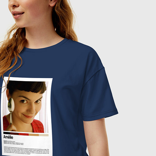 Женская футболка оверсайз Amelie amelie / Тёмно-синий – фото 3