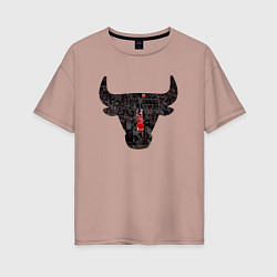 Футболка оверсайз женская Bulls - Jordan, цвет: пыльно-розовый