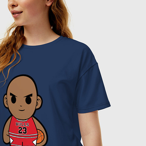 Женская футболка оверсайз Baby Jordan / Тёмно-синий – фото 3