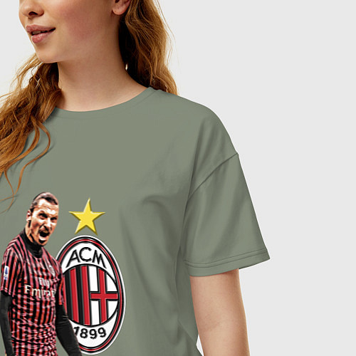 Женская футболка оверсайз Zlatan Ibrahimovic Milan Italy / Авокадо – фото 3