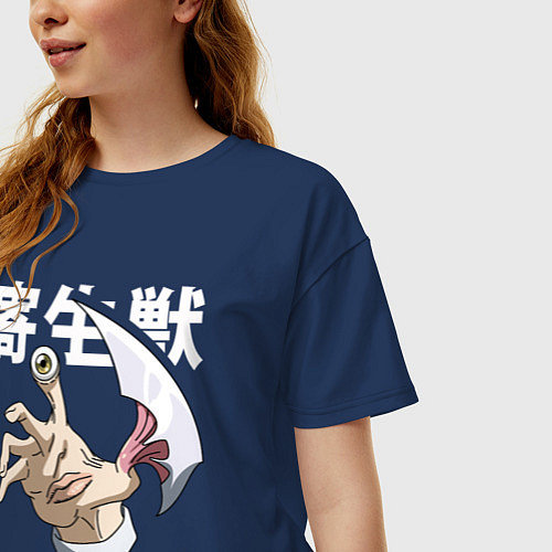 Женская футболка оверсайз Паразит: Учение о жизни / Тёмно-синий – фото 3
