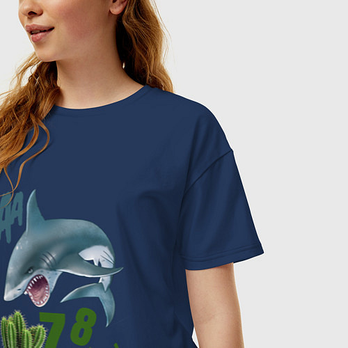 Женская футболка оверсайз Poker shark / Тёмно-синий – фото 3