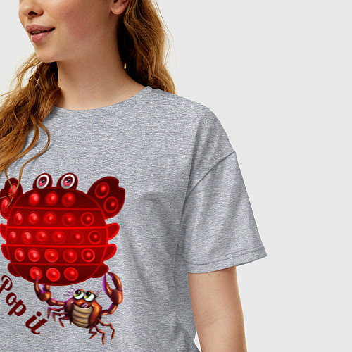 Женская футболка оверсайз Краб, поп-ит, симпл-димпл / Меланж – фото 3