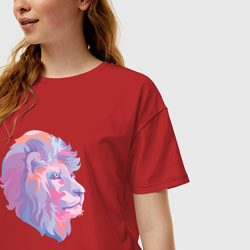 Женская футболка оверсайз Голова льва / Красный – фото 3