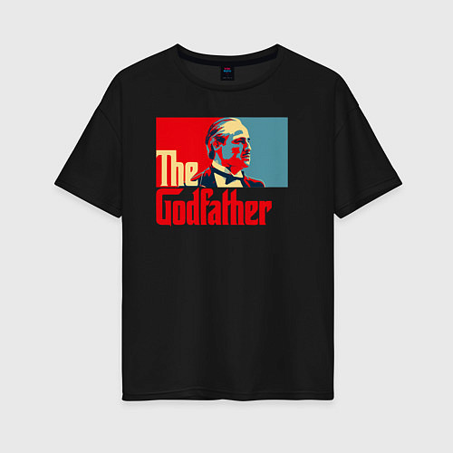 Женская футболка оверсайз Godfather logo / Черный – фото 1