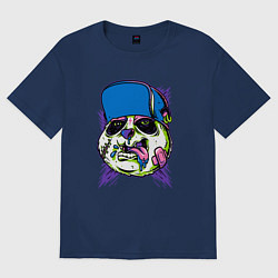 Футболка оверсайз женская Crazy panda, цвет: тёмно-синий