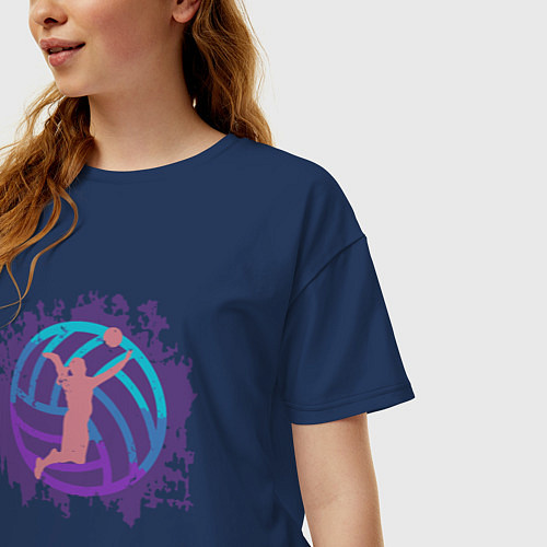 Женская футболка оверсайз Violet Volleyball / Тёмно-синий – фото 3