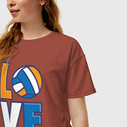 Футболка оверсайз женская Love Volleyball, цвет: кирпичный — фото 2