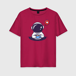 Женская футболка оверсайз Астронавт с кружкой