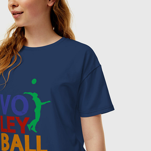 Женская футболка оверсайз Game Volleyball / Тёмно-синий – фото 3