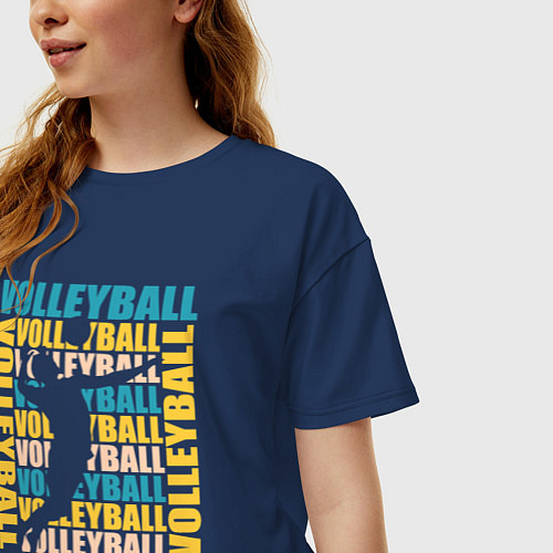 Женская футболка оверсайз Волейбол / Тёмно-синий – фото 3