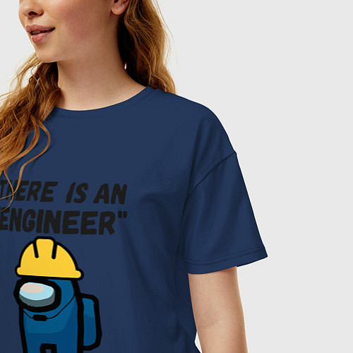 Женская футболка оверсайз AMONG / Тёмно-синий – фото 3