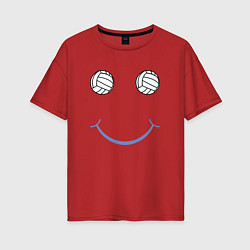 Футболка оверсайз женская Volleyball Smile, цвет: красный