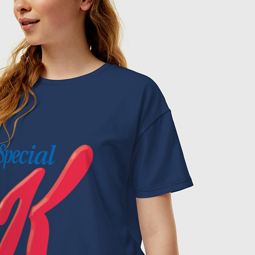 Женская футболка оверсайз Special k merch Essential / Тёмно-синий – фото 3