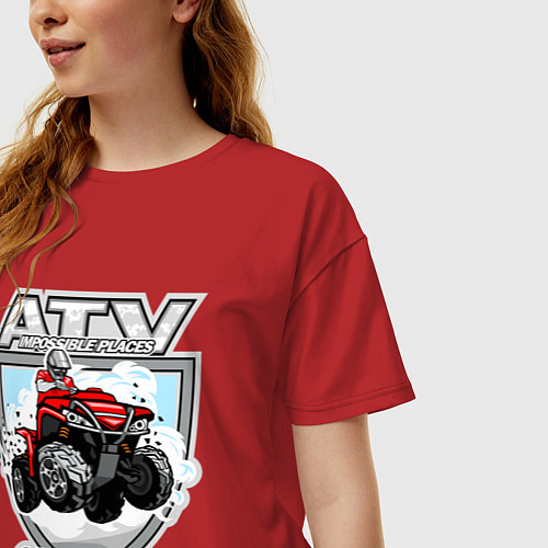 Женская футболка оверсайз Квадроцикл / Красный – фото 3