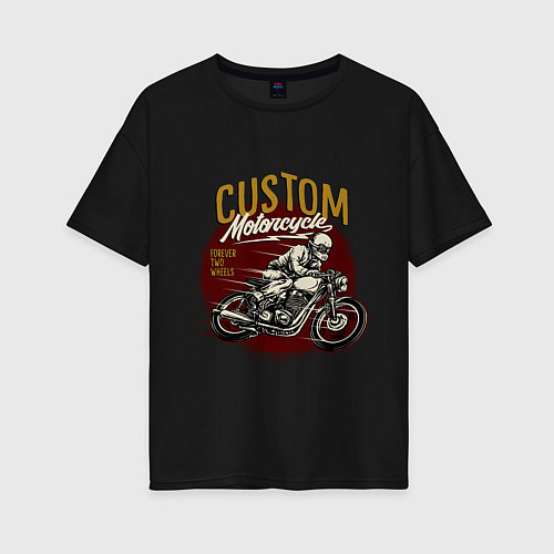 Женская футболка оверсайз Ретро мотоцикл / Черный – фото 1