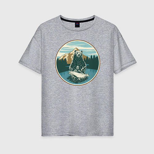 Женская футболка оверсайз Трое в реке / Меланж – фото 1