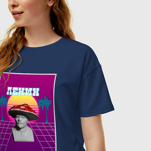 Женская футболка оверсайз Ленин - Ретрогриб / Тёмно-синий – фото 3