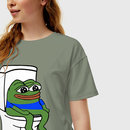 Женская футболка оверсайз Лягушонок пепе / Авокадо – фото 3