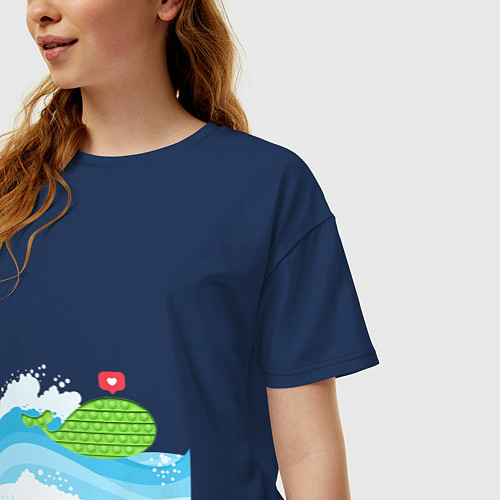 Женская футболка оверсайз Simple Dimple Pop it / Тёмно-синий – фото 3