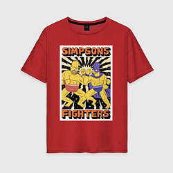 Футболка оверсайз женская Simpsons fighters, цвет: красный