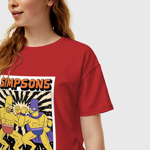 Женская футболка оверсайз Simpsons fighters / Красный – фото 3