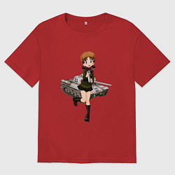 Футболка оверсайз женская ТАНКИСТКА, цвет: красный