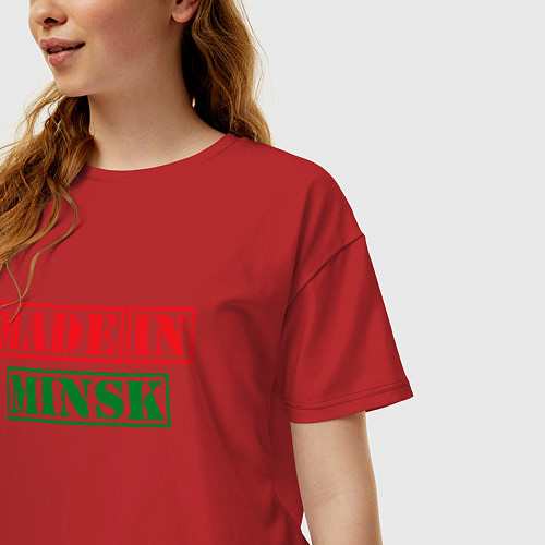 Женская футболка оверсайз Сделано в Минске / Красный – фото 3