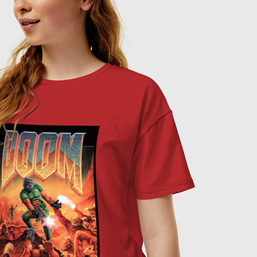 Женская футболка оверсайз DOOM игра / Красный – фото 3