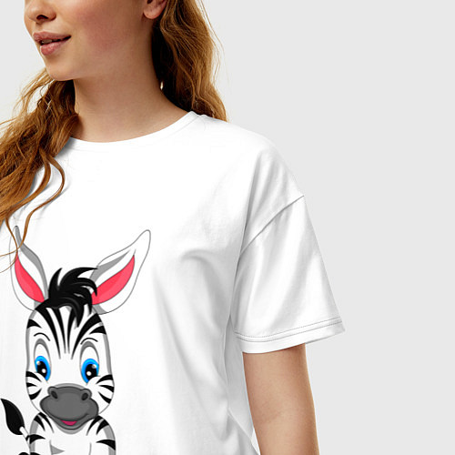 Женская футболка оверсайз Маленькая зебра / Белый – фото 3