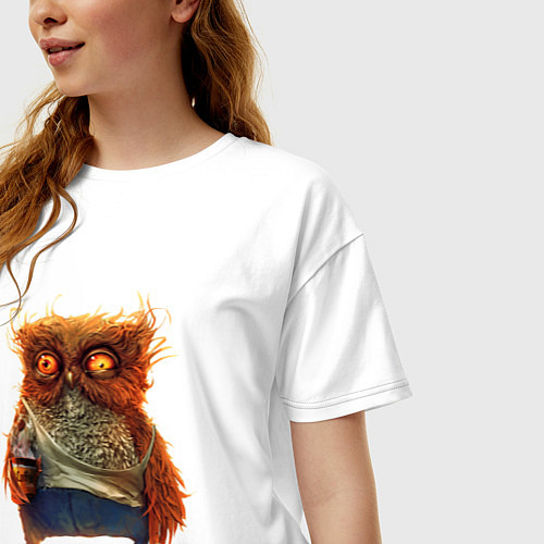 Женская футболка оверсайз Замученный уставший / Белый – фото 3