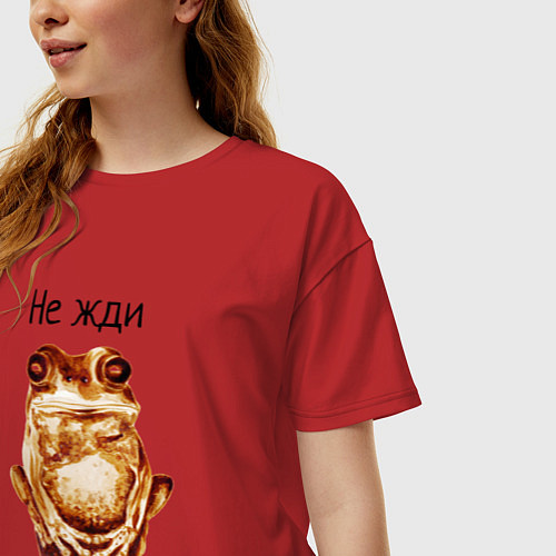 Женская футболка оверсайз КВАКЦИНИРУЙСЯ / Красный – фото 3