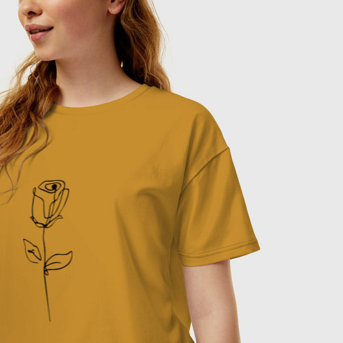 Женская футболка оверсайз Роза одинокая / Горчичный – фото 3