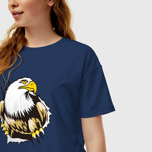 Женская футболка оверсайз Орел 3D / Тёмно-синий – фото 3