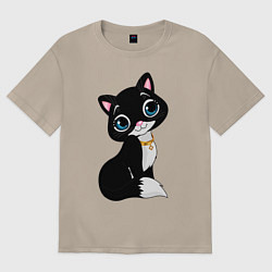 Футболка оверсайз женская Домашняя кошечка, цвет: миндальный