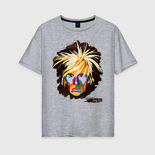 Женская футболка оверсайз Портрет Художника Andy Warhol / Меланж – фото 1