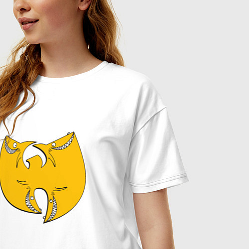 Женская футболка оверсайз Wu-Tang Shark / Белый – фото 3