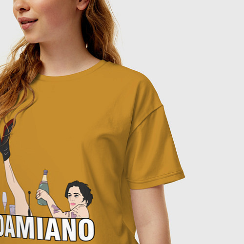 Женская футболка оверсайз Damiano Maneskin / Горчичный – фото 3