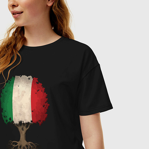 Женская футболка оверсайз Italy Tree / Черный – фото 3