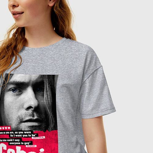 Женская футболка оверсайз In memory of Kurt Cobain / Меланж – фото 3