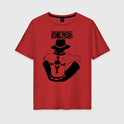 Футболка оверсайз женская Портгас Д Эйс Пираты Белоуса One Piece, цвет: красный