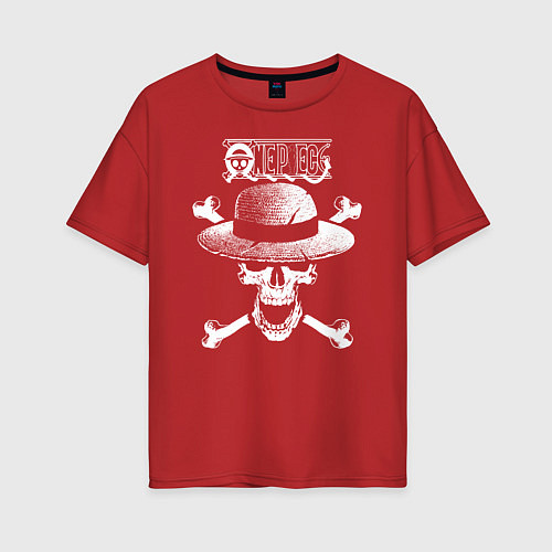 Женская футболка оверсайз Пираты Соломенной Шляпы One Piece / Красный – фото 1
