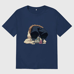 Футболка оверсайз женская Клинок, рассекающий демонов, цвет: тёмно-синий