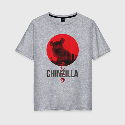 Женская футболка оверсайз Chinzilla black / Меланж – фото 1