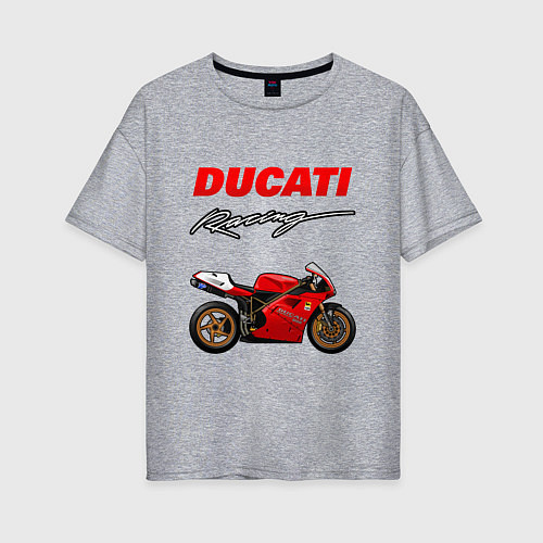 Женская футболка оверсайз DUCATI ДУКАТИ MOTOSPORT / Меланж – фото 1