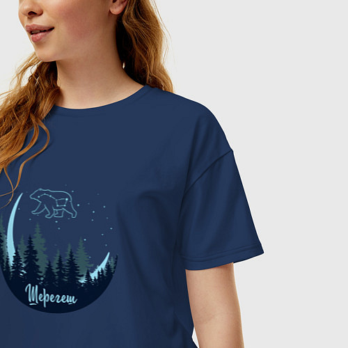 Женская футболка оверсайз Луна Шерегеш / Тёмно-синий – фото 3