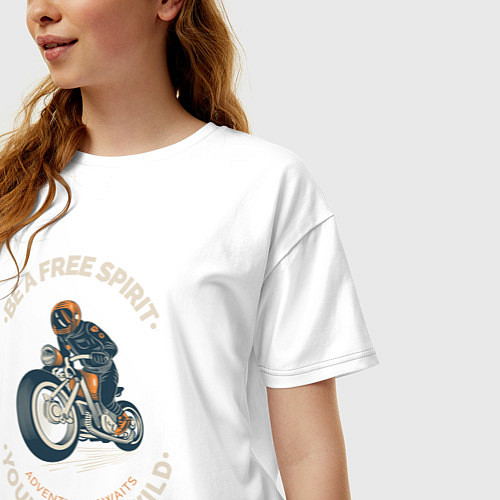 Женская футболка оверсайз Свободный дух / Белый – фото 3