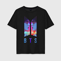 Футболка оверсайз женская Logo BTS, цвет: черный