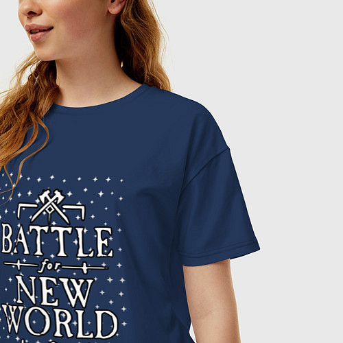 Женская футболка оверсайз New World - Звезды / Тёмно-синий – фото 3