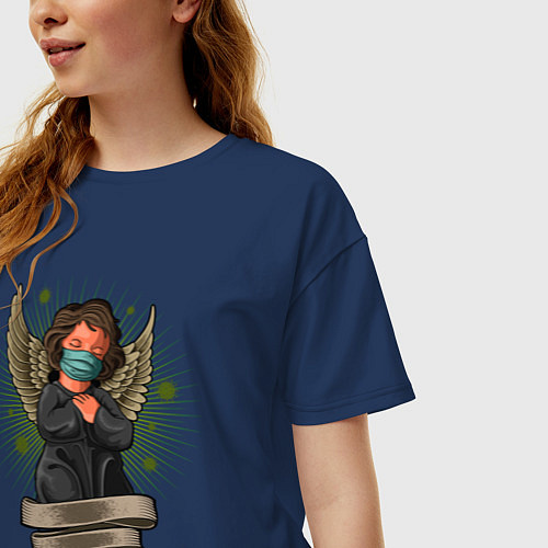 Женская футболка оверсайз Мой ангелок / Тёмно-синий – фото 3